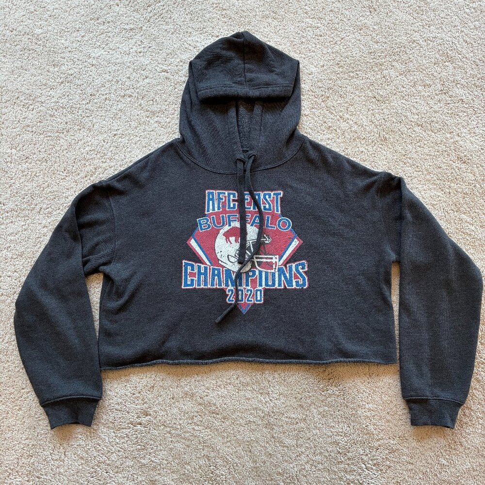Women's Fleece-lined Crop Hoodie Buffalo Bills Champion Sweatshirt Top